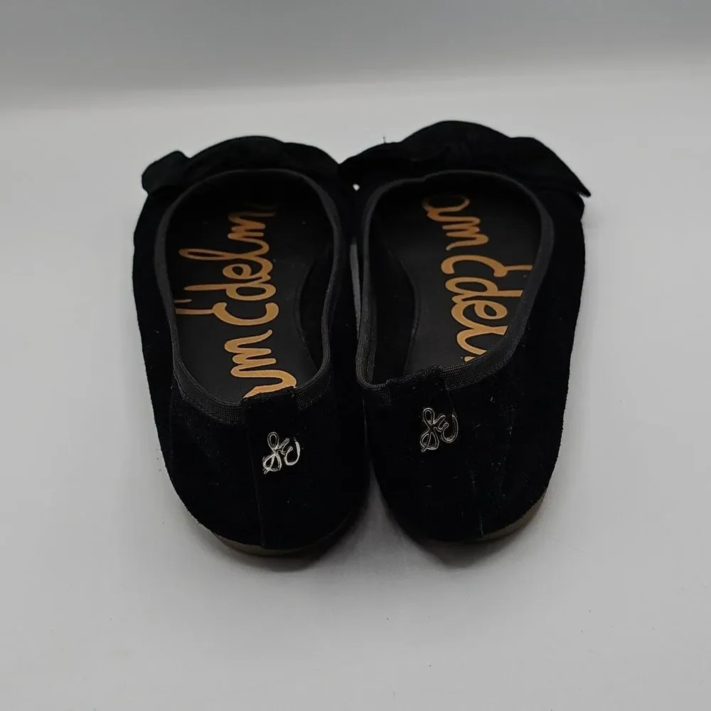 Sam Edelman Suede Black Bow Flats Size 8.5 Fairygrunge, Cottagecore, Croquette